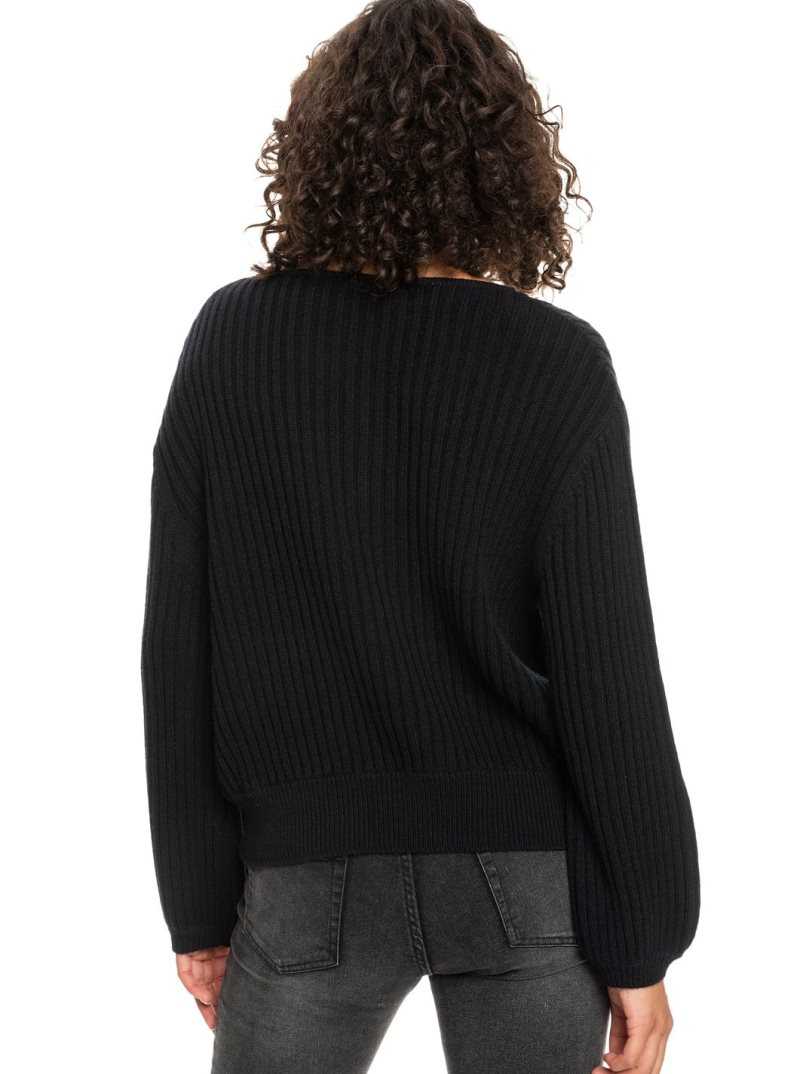 Anthracite Roxy Siren Dream Ribbed Long Sleeve Sweater | XVUEQR084