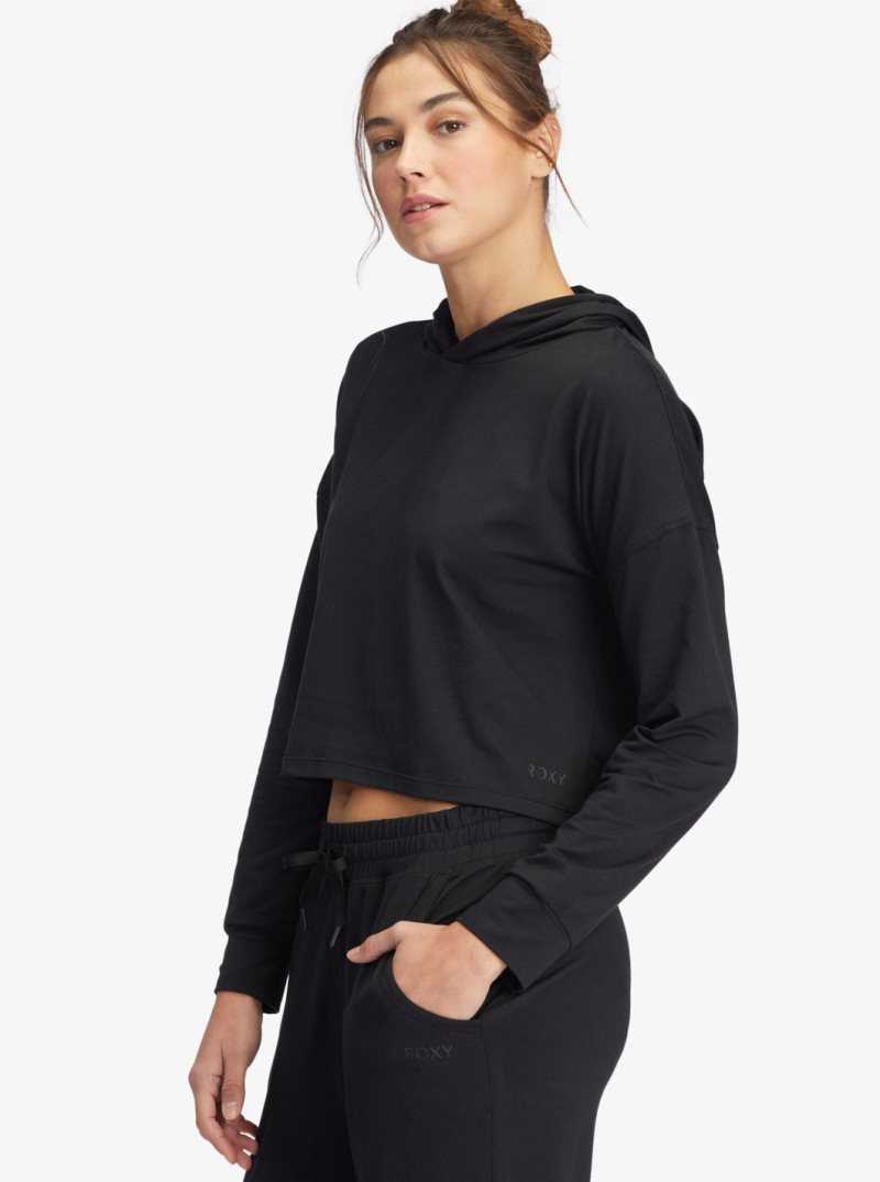 Anthracite Roxy Sun Might Shine Long Sleeve Hooded T-Shirt | RYPUNH589