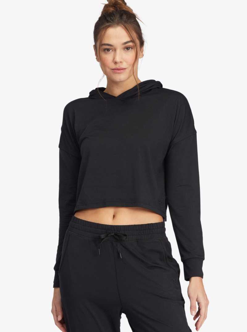 Anthracite Roxy Sun Might Shine Long Sleeve Hooded T-Shirt | RYPUNH589