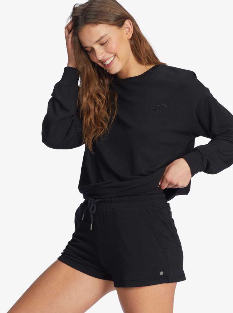 Anthracite Roxy Surfing By Moonlight Long Sleeve Lounge Top | MIKNBT657