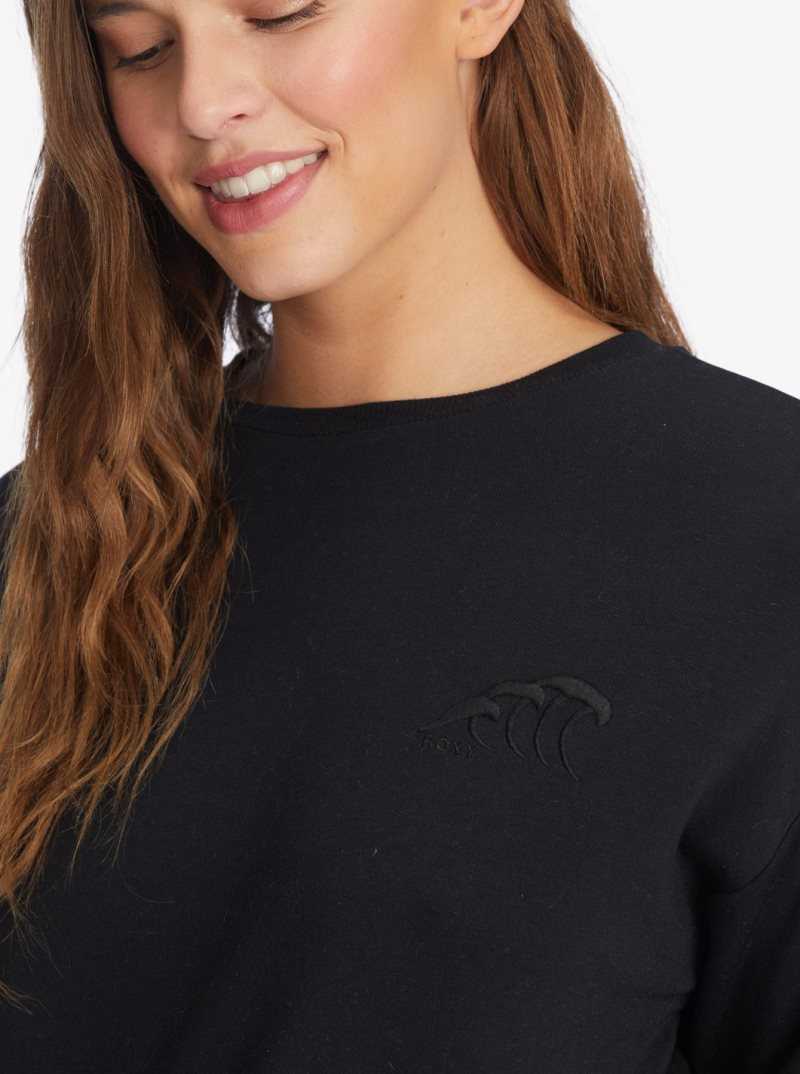 Anthracite Roxy Surfing By Moonlight Long Sleeve Lounge Top | MIKNBT657