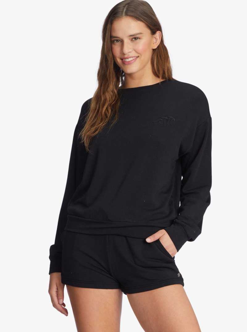 Anthracite Roxy Surfing By Moonlight Long Sleeve Lounge Top | MIKNBT657