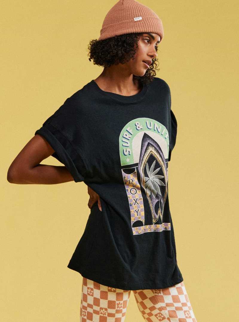 Anthracite Roxy Sweet Sunshine Oversized T-Shirt | RNABKL785