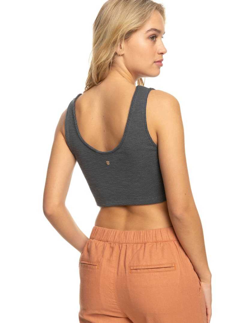 Anthracite Roxy Time To Move Rib Knit Strappy Top | APNJIO827