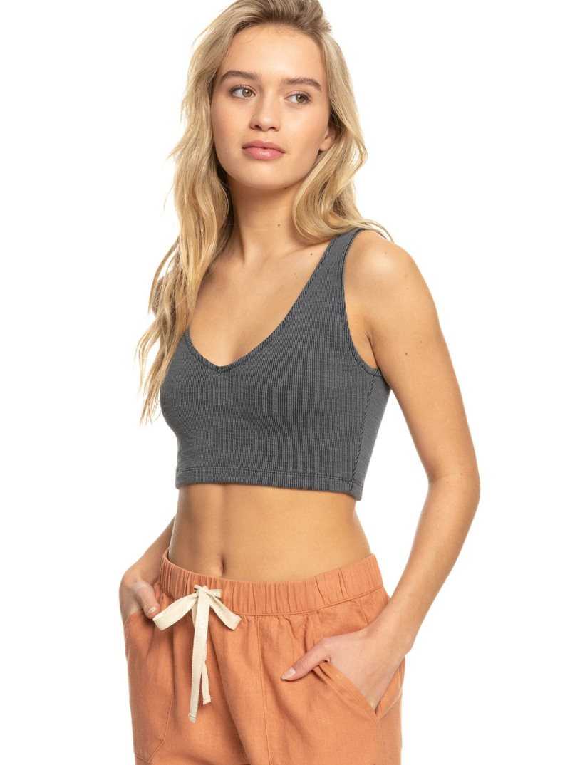 Anthracite Roxy Time To Move Rib Knit Strappy Top | APNJIO827