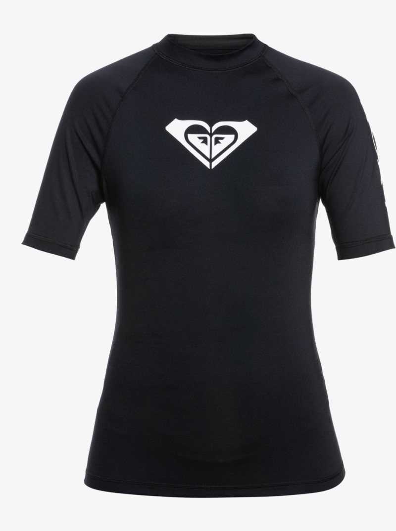 Anthracite Roxy Whole Hearted Short Sleeve UPF 50 Rashguard | GSKRXC513