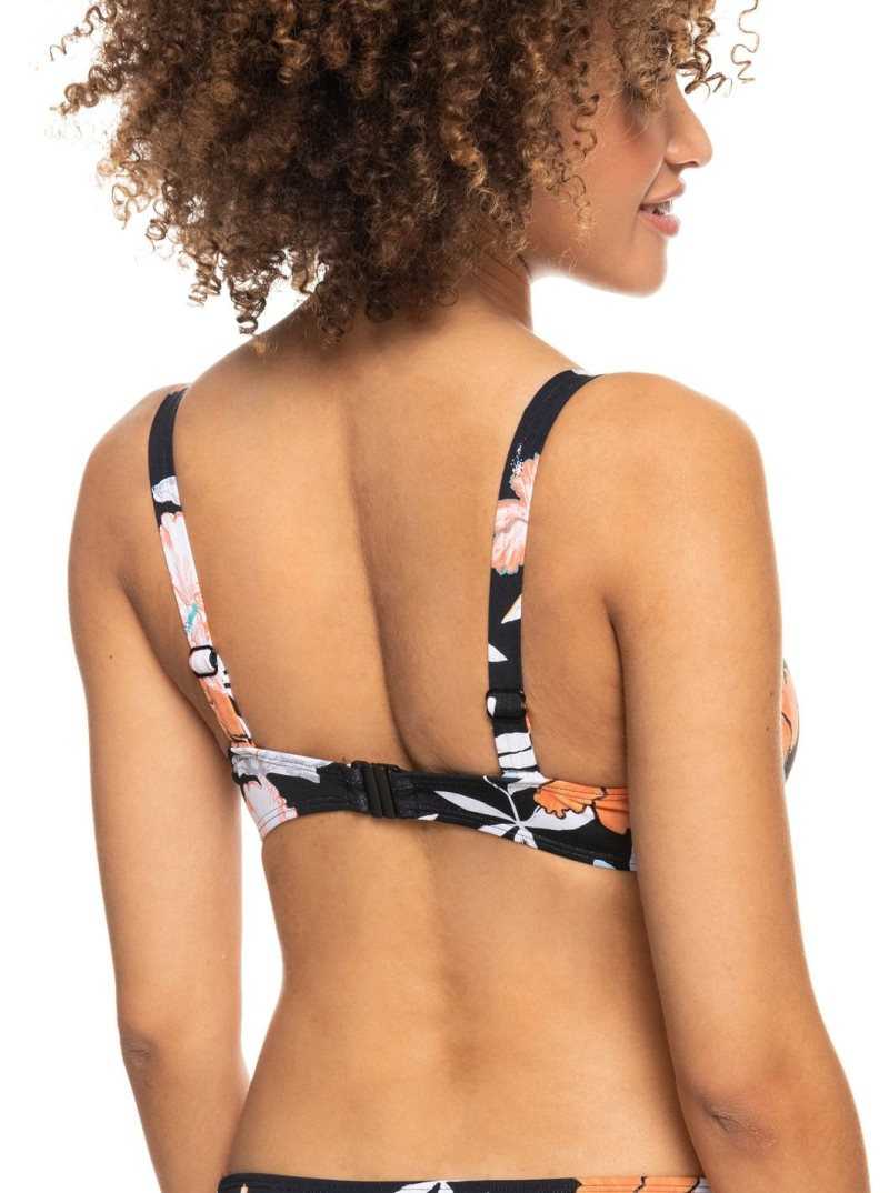 Anthracite S Island Vibes Roxy Beach Classics Underwired D-Cup Bikini Top | LDBAMY649