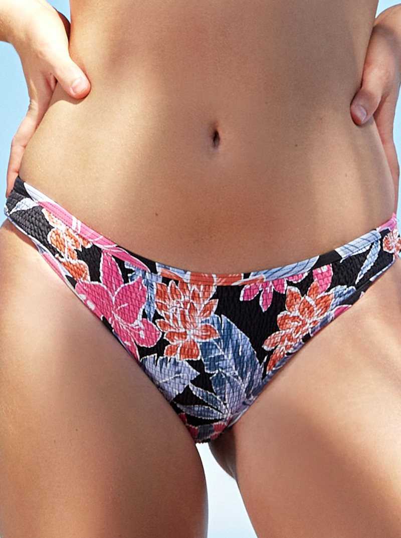 Anthracite Tropical Oasis S Roxy Tropical Oasis Smocked Bikini Bottoms | HBVIEA695