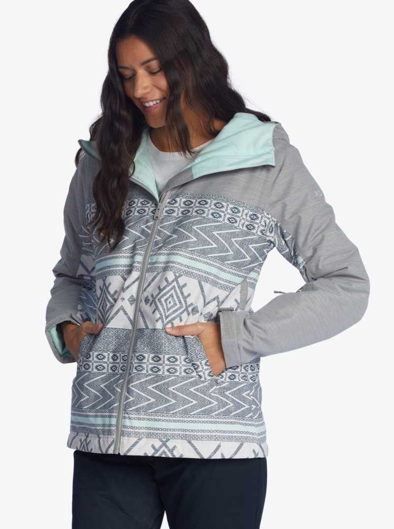 Anthracite Windy Road Roxy Galaxy Print Block Technical Snow Jacket | UGBEFW973