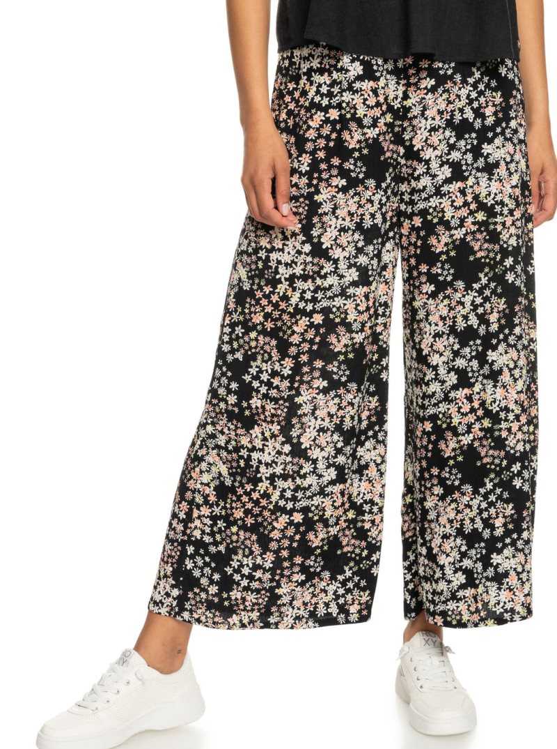 Anthracite Youpi Ditsy Roxy Side By Side Printed High-Waisted Pull-On Pants | KPTHRO837