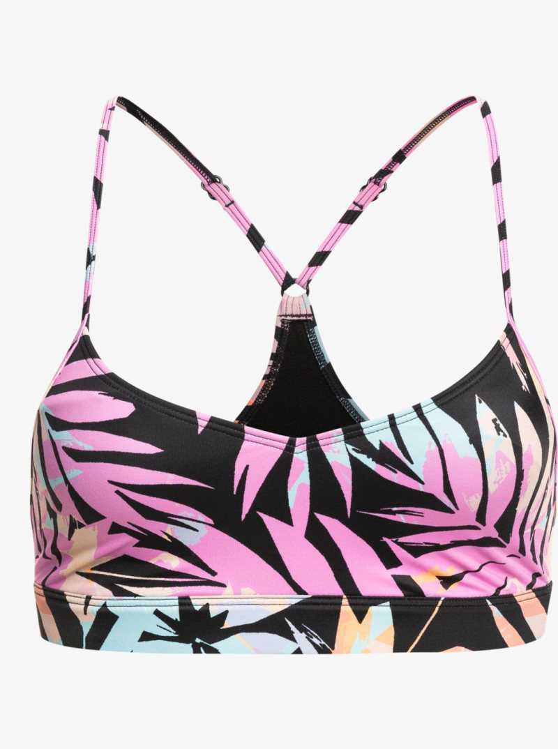 Anthracite Zebra Jungle Roxy Active Bralette Bikini Top | LIMDZF235