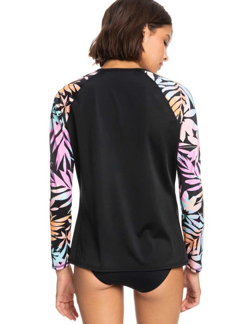 Anthracite Zebra Jungle Roxy Active Top Active UPF 50 Long Sleeve Rashguard | HFDMXZ541