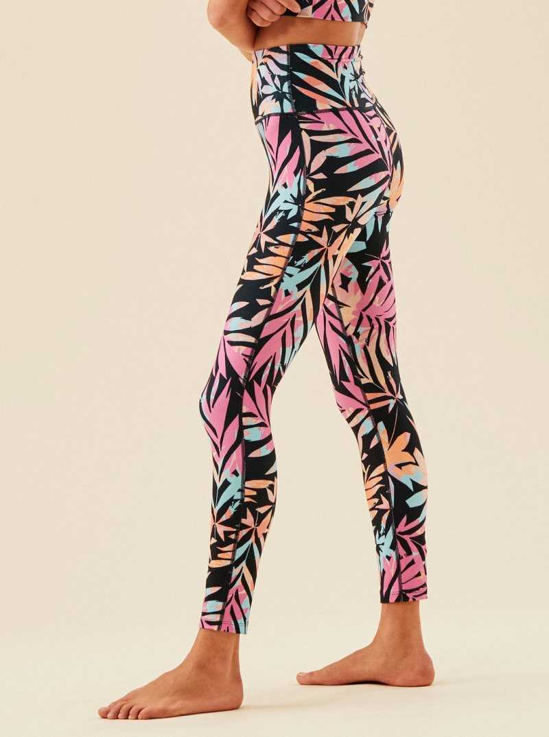 Anthracite Zebra Jungle Roxy Heart Into It Technical Leggings | AJNOPH832