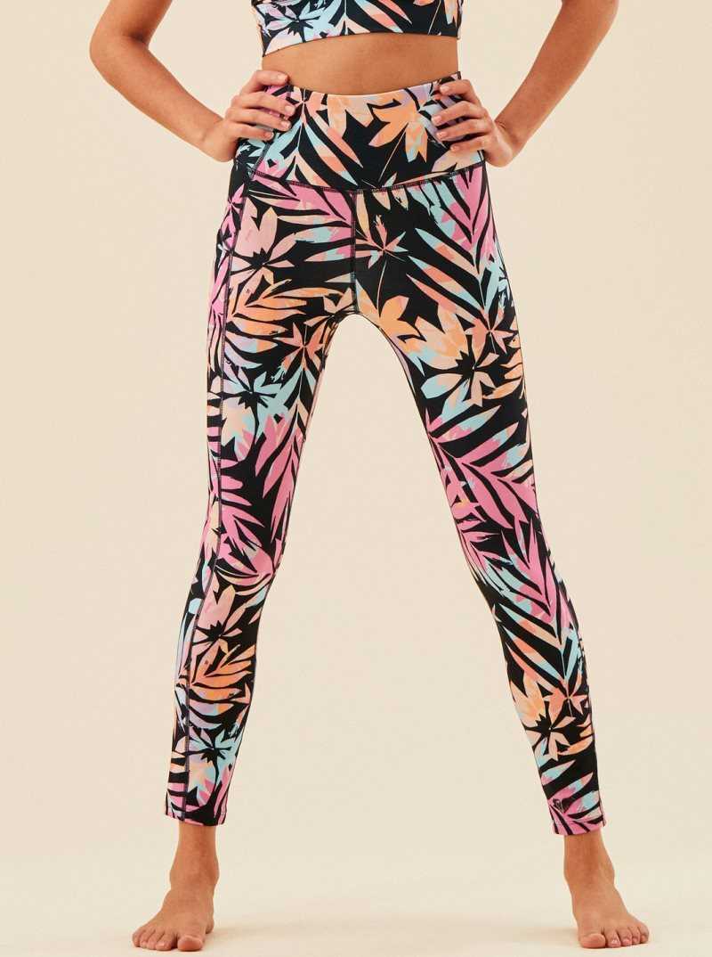 Anthracite Zebra Jungle Roxy Heart Into It Technical Leggings | AJNOPH832