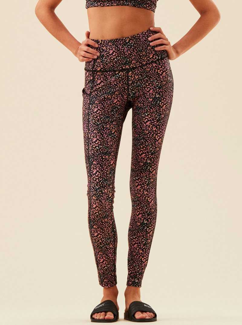 Antracite Animal Dust Roxy Heart Into It Technical Leggings | QRKZIG614