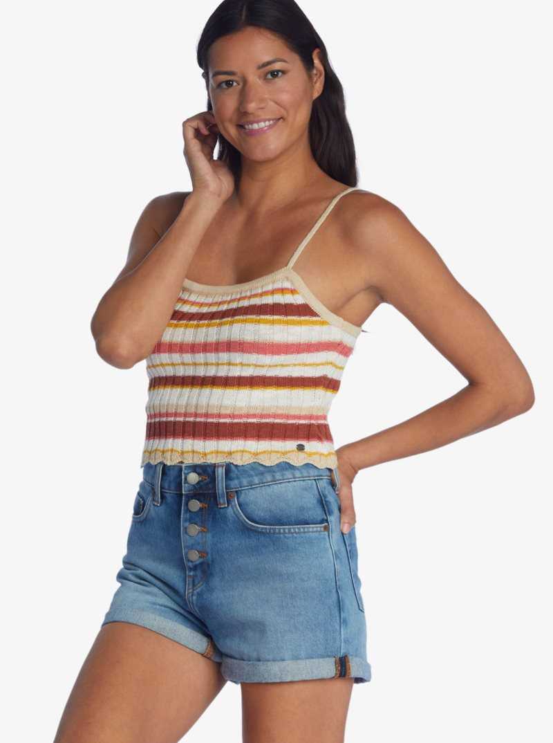 Baked Clay Candy Stripe Roxy Favorite Tune Sweater Tube Top | JDHTGK972