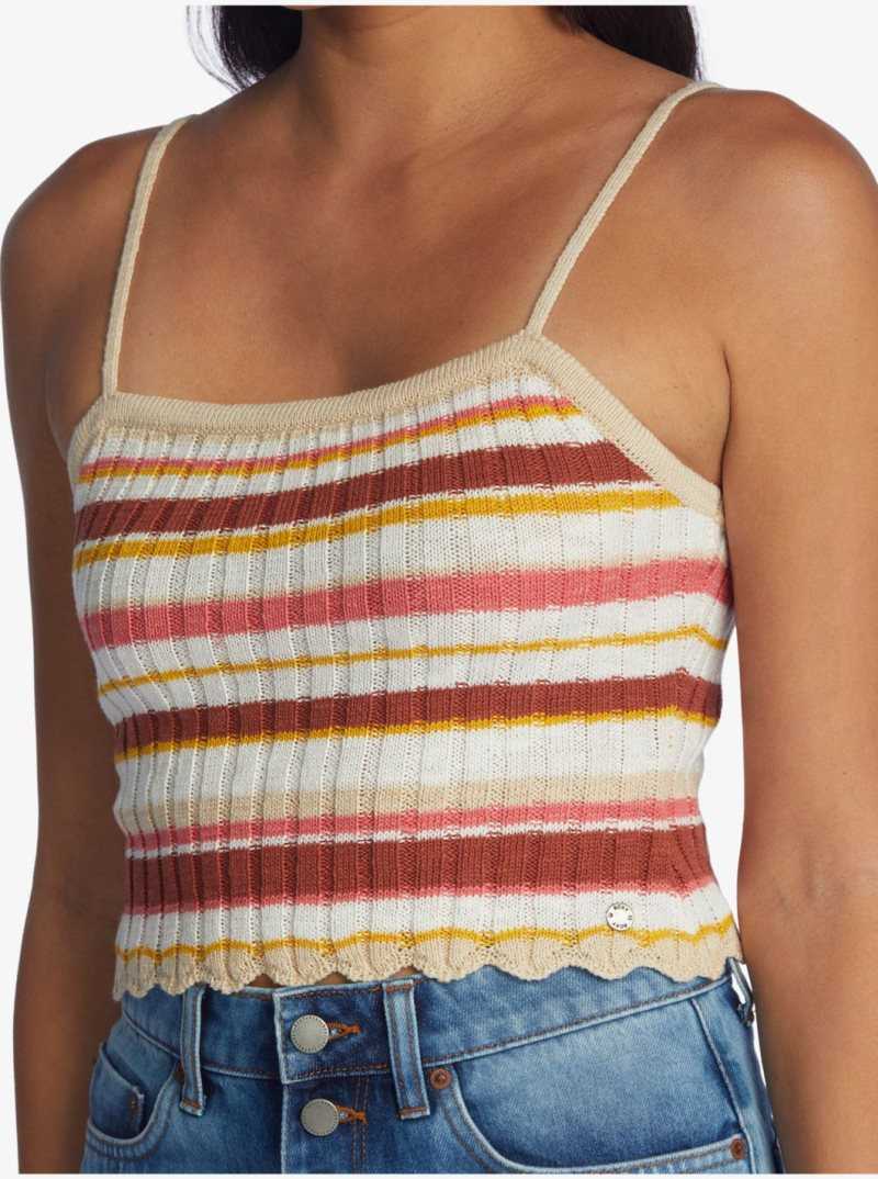 Baked Clay Candy Stripe Roxy Favorite Tune Sweater Tube Top | JDHTGK972