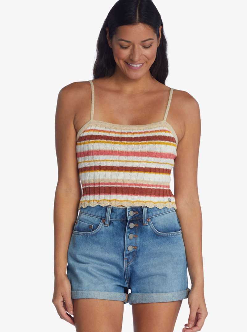 Baked Clay Candy Stripe Roxy Favorite Tune Sweater Tube Top | JDHTGK972