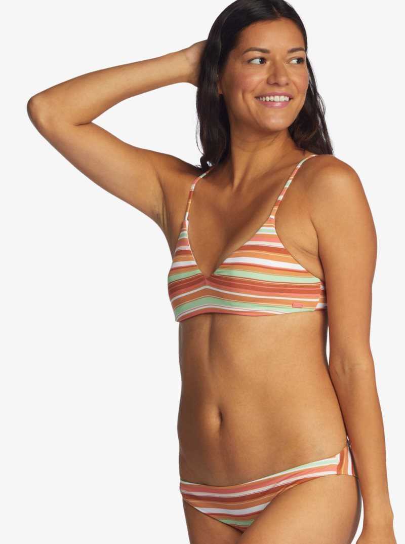 Baked Clay Endless Summer Stri Roxy Printed Beach Classics Athletic Triangle Bikini Top | DUAXHI284