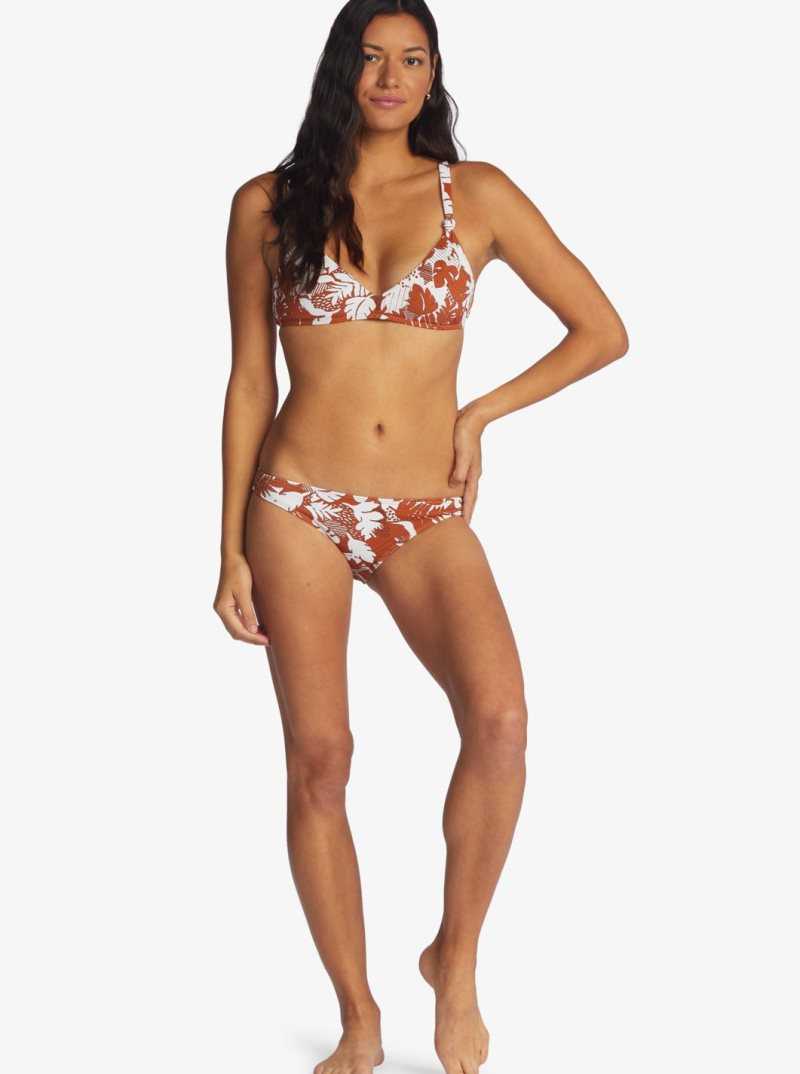 Baked Clay Retro Floral Roxy Endless Swell Moderate Bikini Bottoms | YUWXGZ724