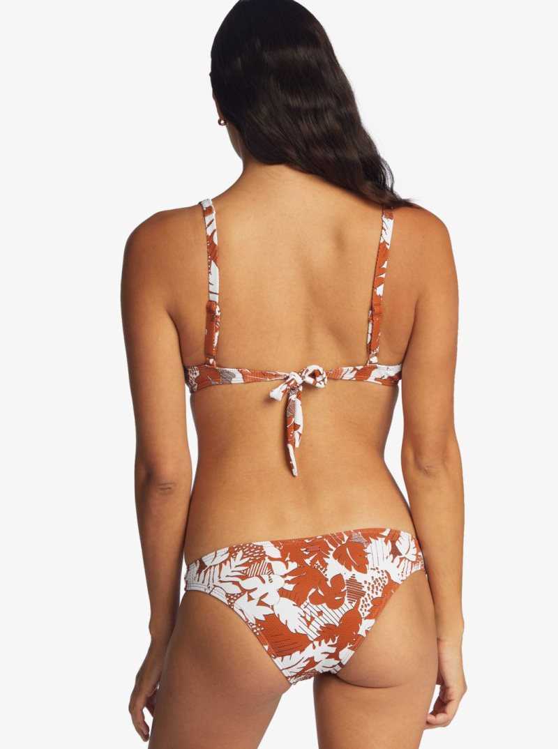 Baked Clay Retro Floral Roxy Endless Swell Moderate Bikini Bottoms | YUWXGZ724