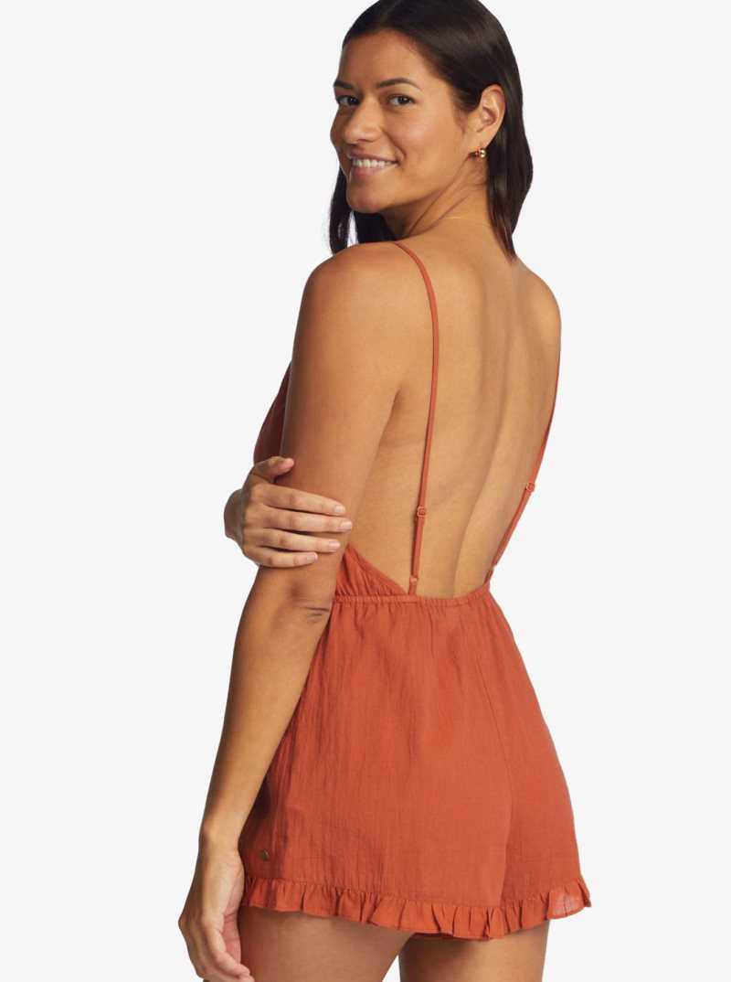 Baked Clay Roxy Honest Love Strappy Beach Romper | OKRBQW260