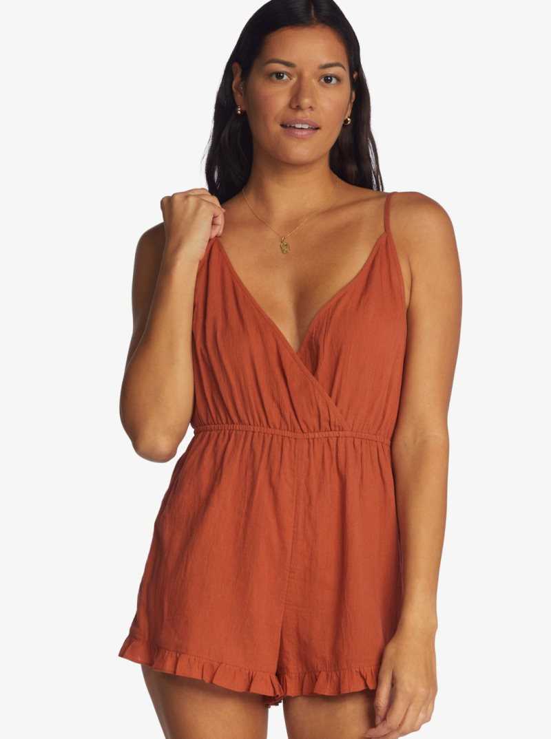 Baked Clay Roxy Honest Love Strappy Beach Romper | OKRBQW260