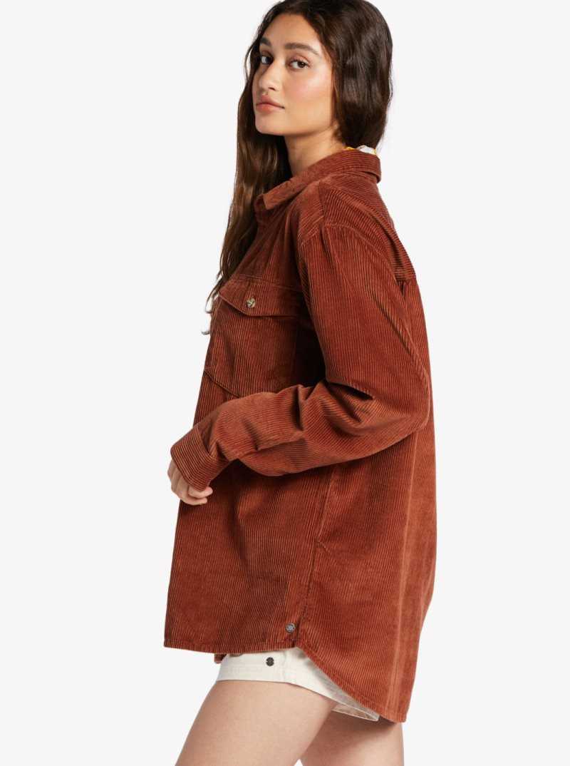 Baked Clay Roxy Let It Go Long Sleeve Corduroy Shirt | LIDVKG024