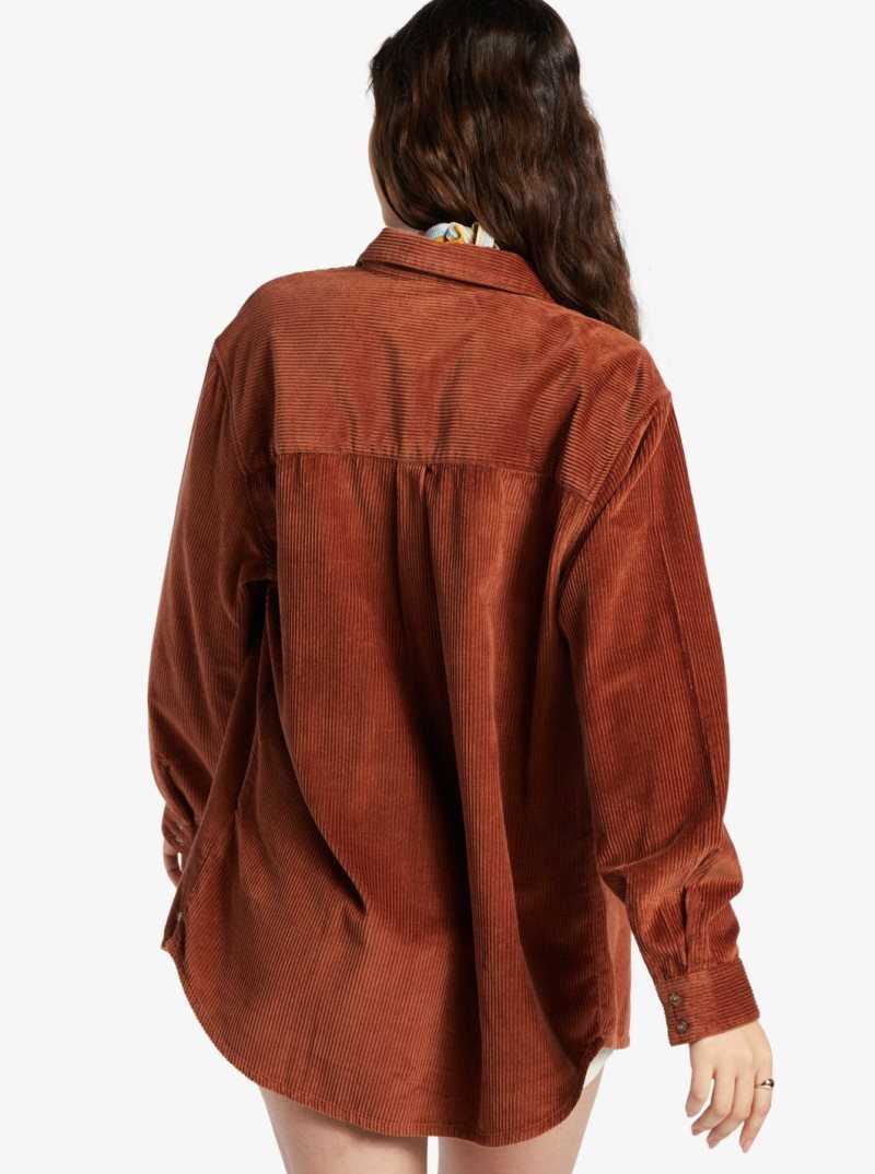 Baked Clay Roxy Let It Go Long Sleeve Corduroy Shirt | LIDVKG024