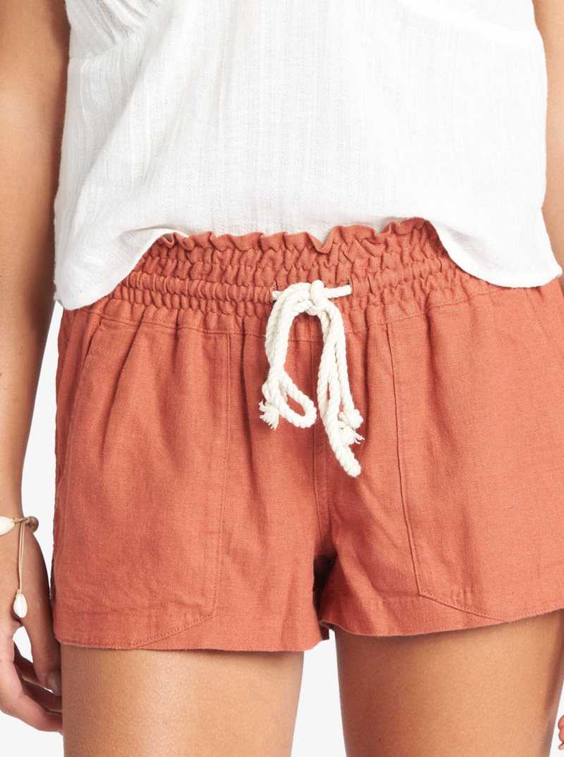 Baked Clay Roxy Oceanside Elasticized Shorts | XSTAQC639