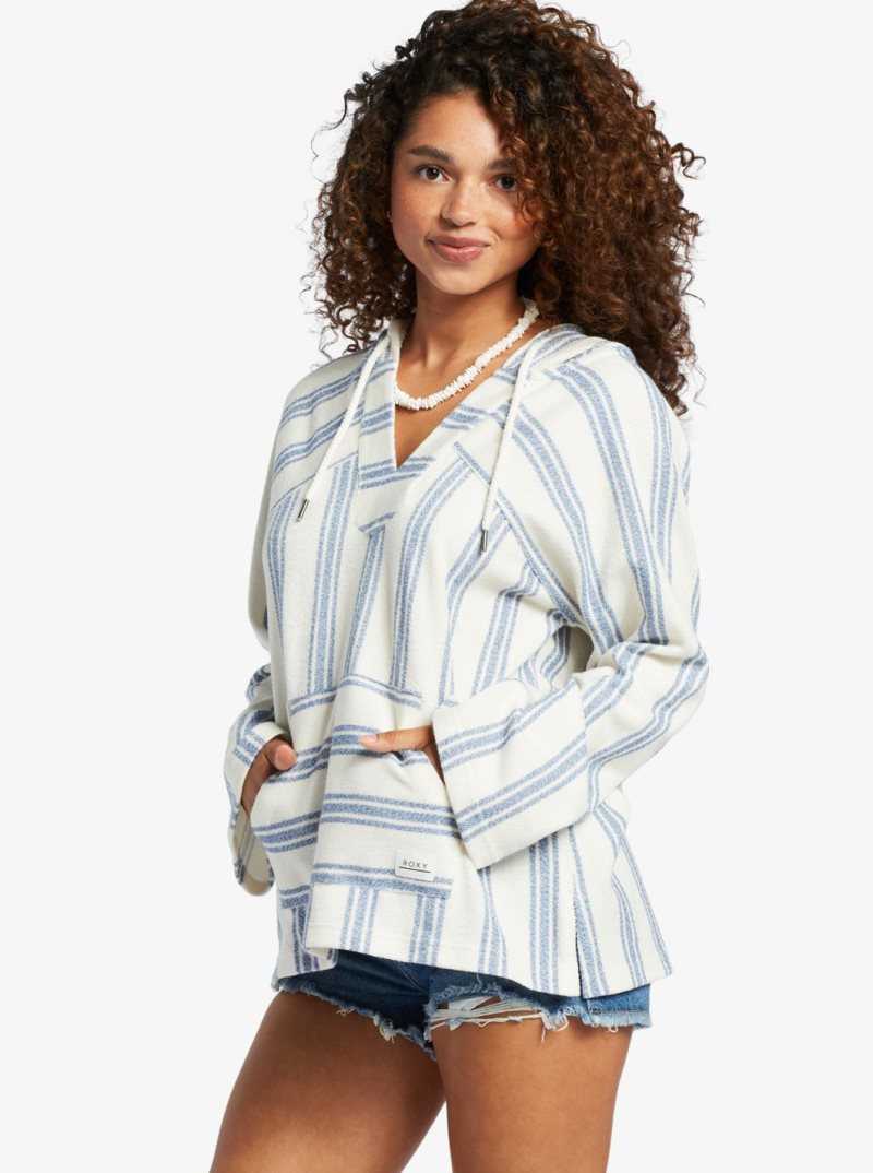 Bayside Stripe Roxy Wild And Free Poncho Style Hoodie | VPBSGM374