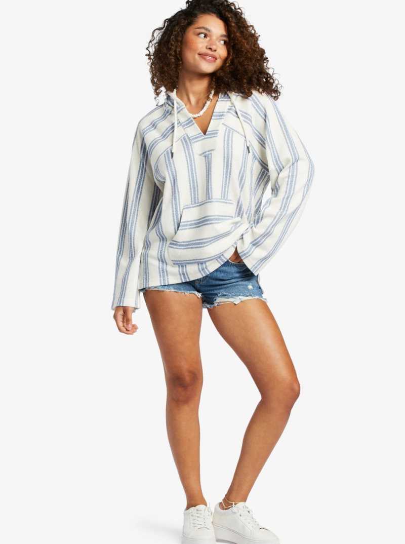 Bayside Stripe Roxy Wild And Free Poncho Style Hoodie | VPBSGM374