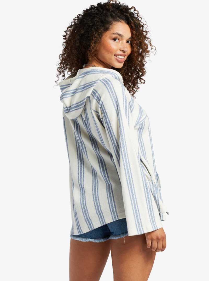 Bayside Stripe Roxy Wild And Free Poncho Style Hoodie | VPBSGM374