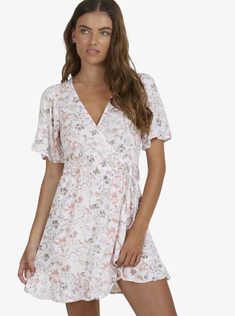 Be Free Gypsy Floral Bright Wh Roxy Sunset Kiss Wrap Dress | VERLYZ510