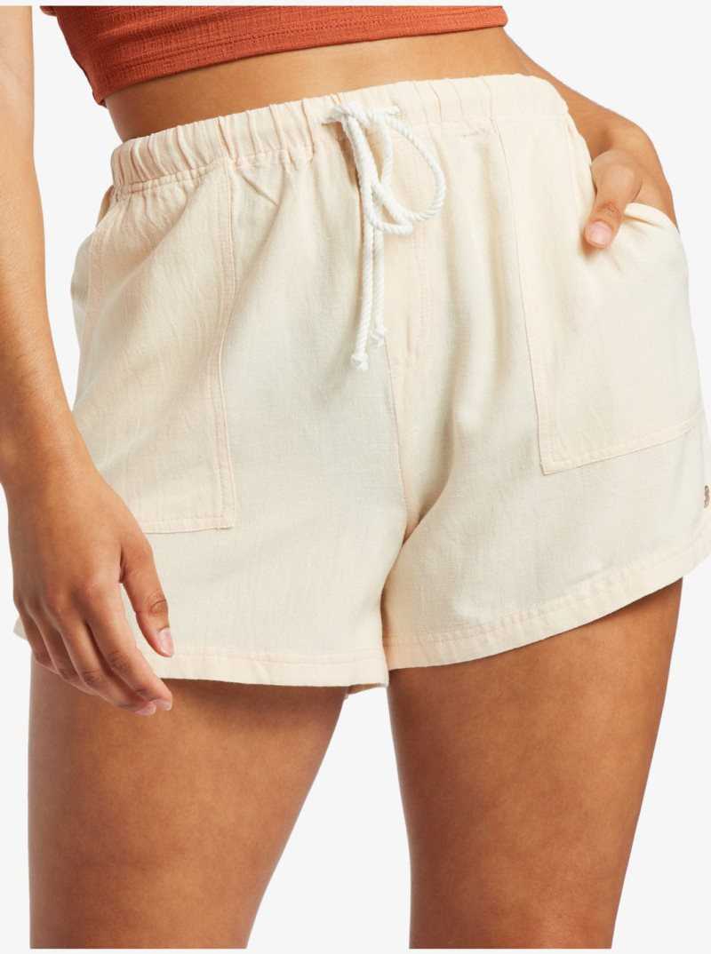 Beige Roxy Sand And Sea Elastic Shorts | YJBUGN831