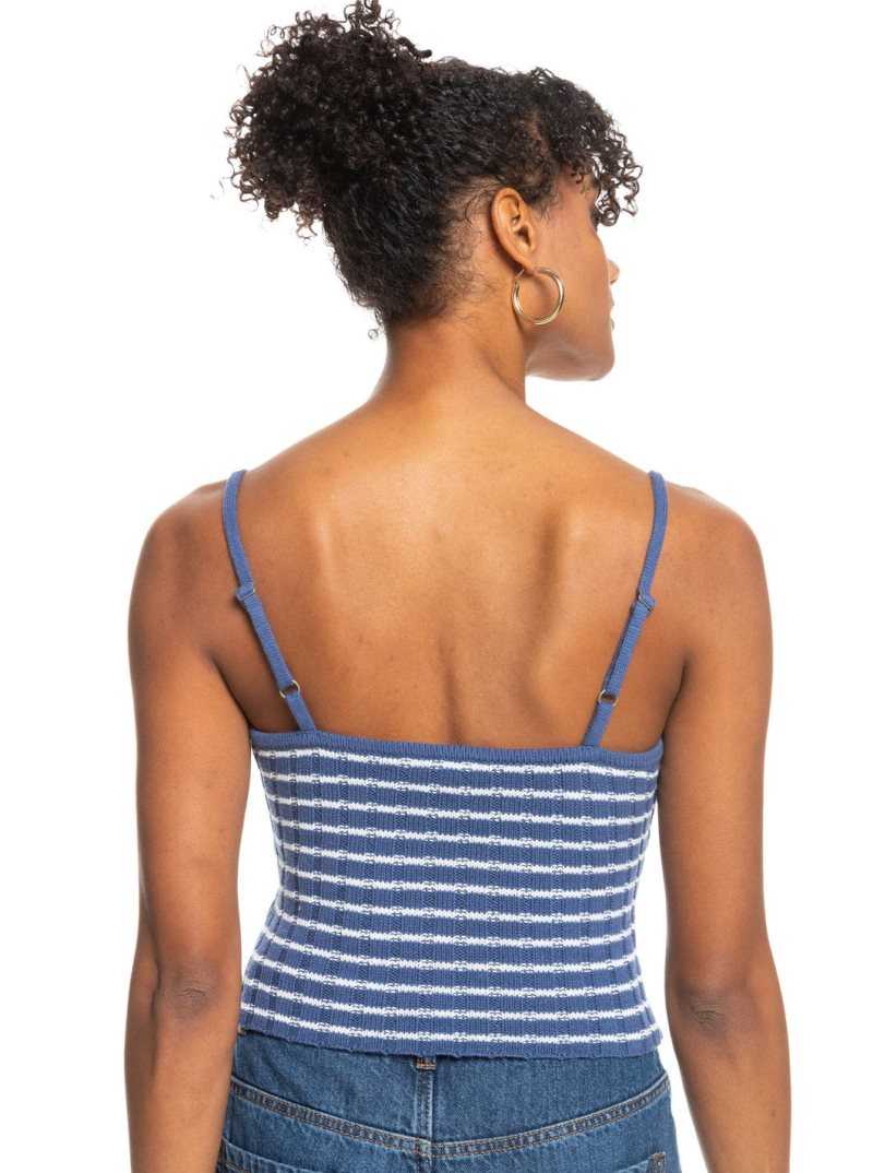 Bijou Blue Coast To Coast Roxy Dream Sign Stripe Knit Tube Top | SPUDWO673