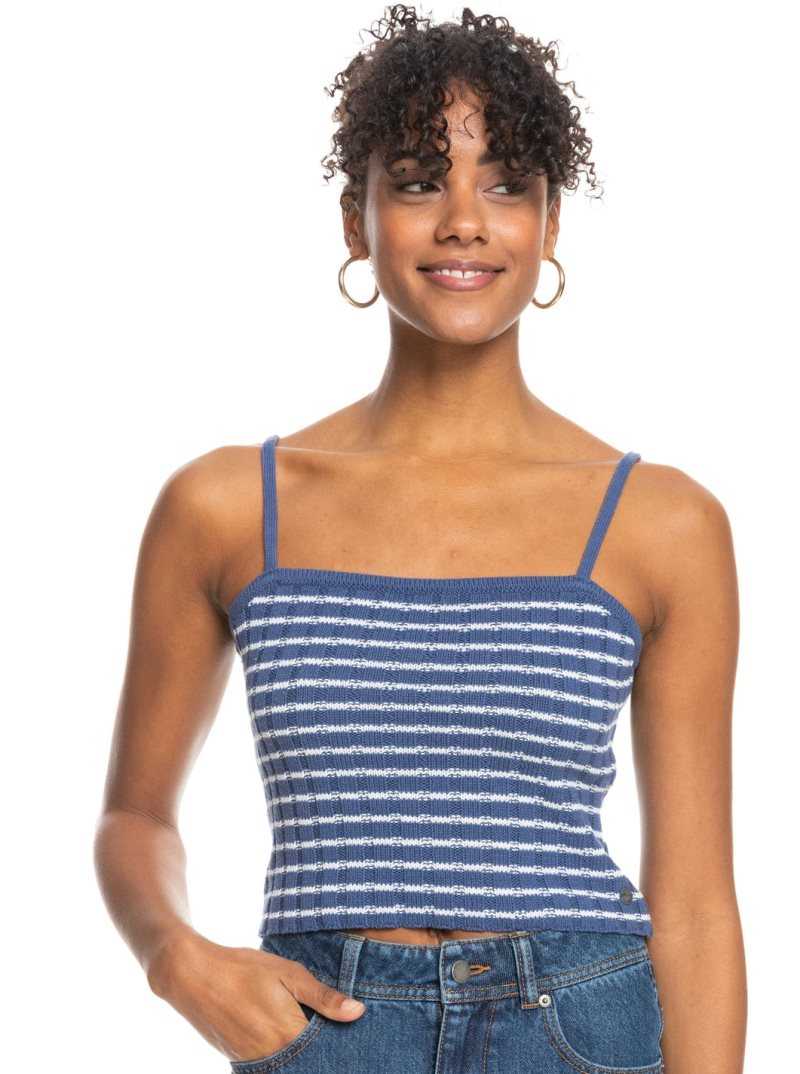 Bijou Blue Coast To Coast Roxy Dream Sign Stripe Knit Tube Top | SPUDWO673