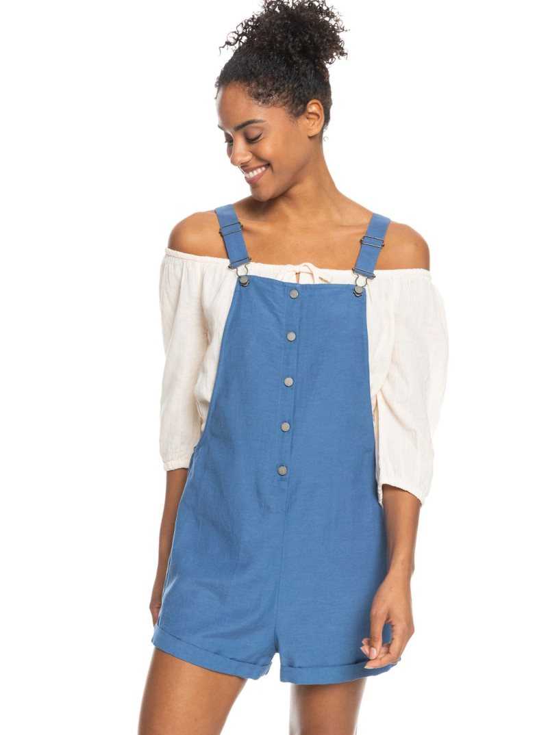 Bijou Blue Roxy Back To Goodbye Short Overalls | OFSKUZ807