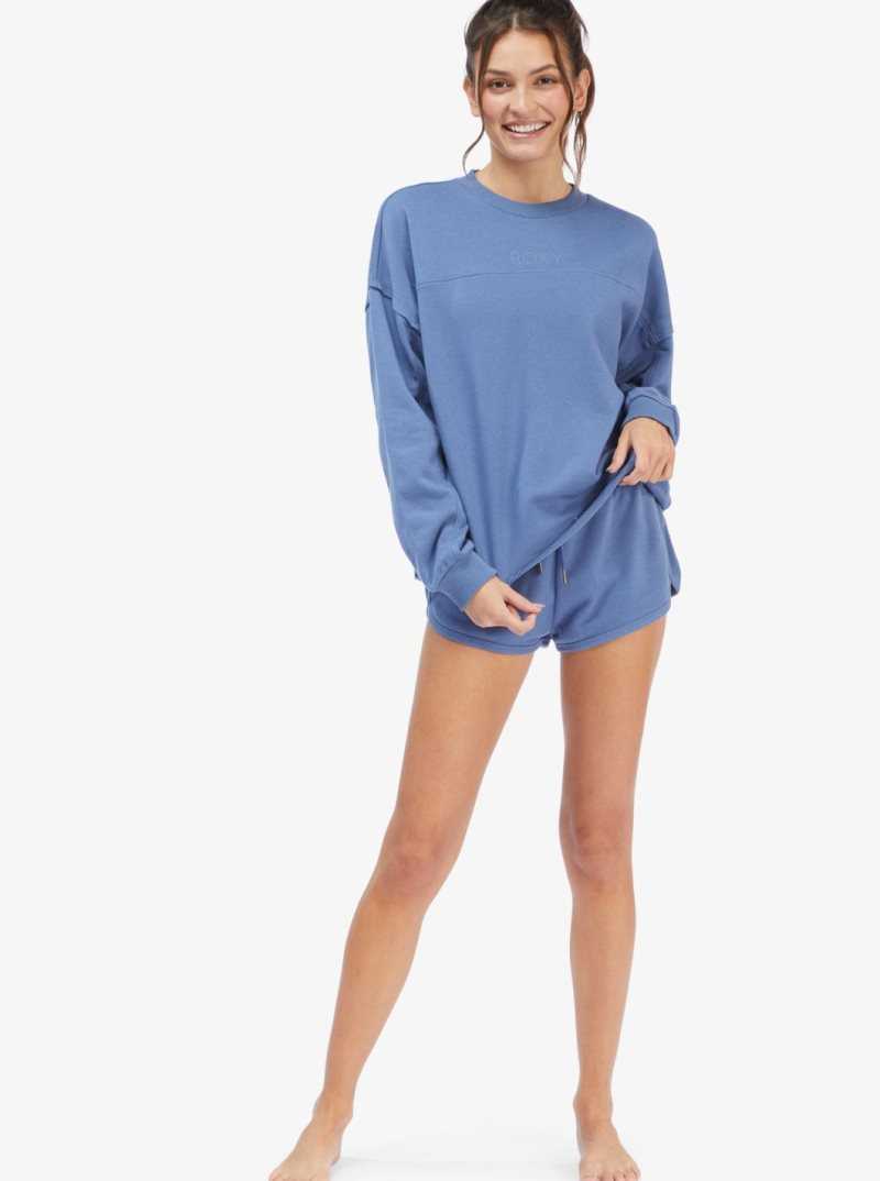 Bijou Blue Roxy Come Around Crewneck Sweatshirt | XCGRMJ098