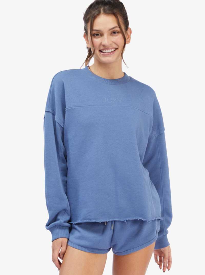 Bijou Blue Roxy Come Around Crewneck Sweatshirt | XCGRMJ098