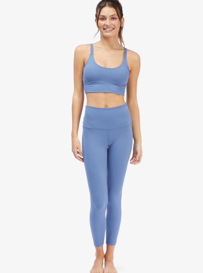 Bijou Blue Roxy Kaileo High Waisted Ankle Length Workout Leggings | HYWXJB731