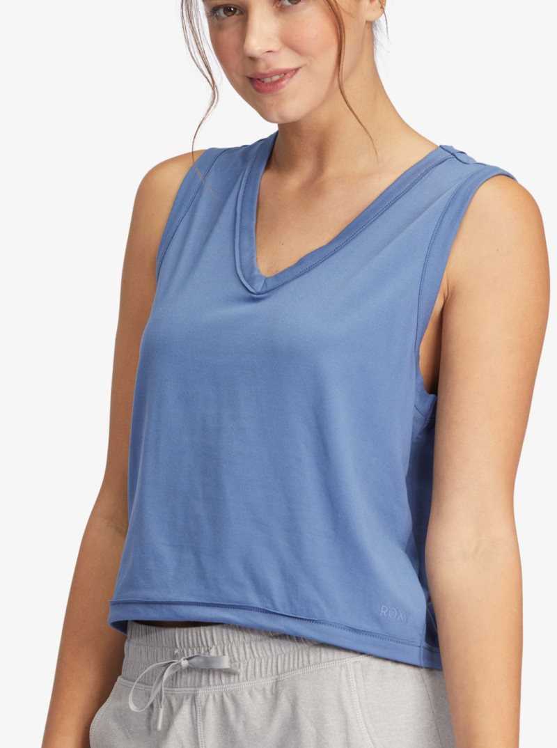 Bijou Blue Roxy Sun Might Shine V-Neck Tank Top | HPWURY239