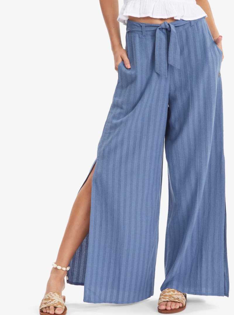 Bijou Blue Roxy Sunkissed Wide Leg Beach Pants | LIXWPJ695