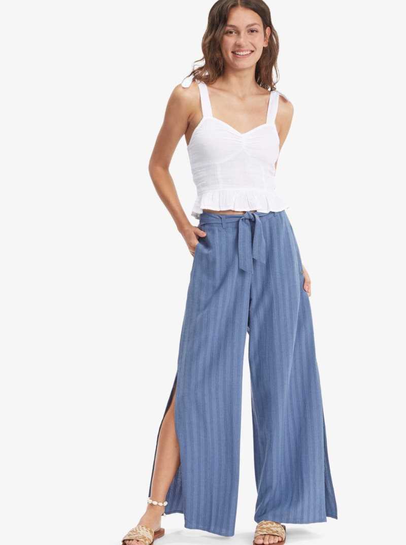 Bijou Blue Roxy Sunkissed Wide Leg Beach Pants | LIXWPJ695