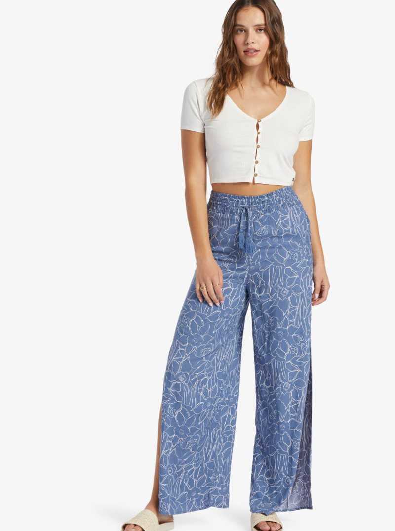 Bijou Bue Linear Floral Roxy Tropical Rhythm Beachy Pants | KXZVRP970