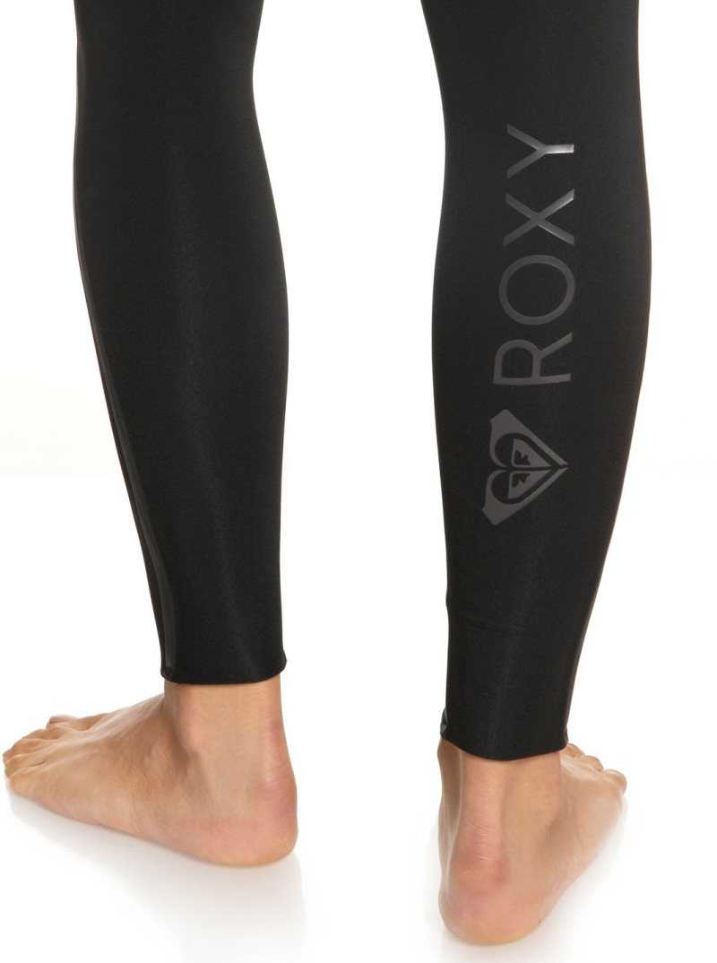 Black/Black Roxy 3/2mm Syncro Plus Chest Zip Wetsuit | PKWNJS834