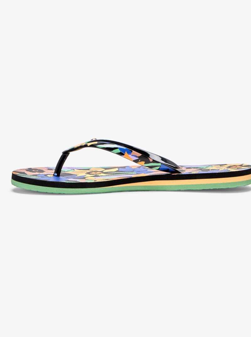 Black Multi Roxy Portofino Flip-Flops | UFXEIJ862