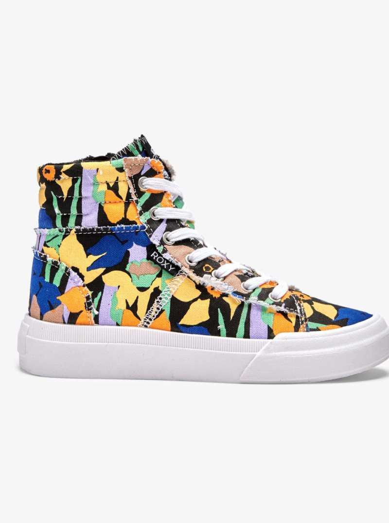 Black Print Roxy Rae Mid-Top Shoes | WJQGOD829