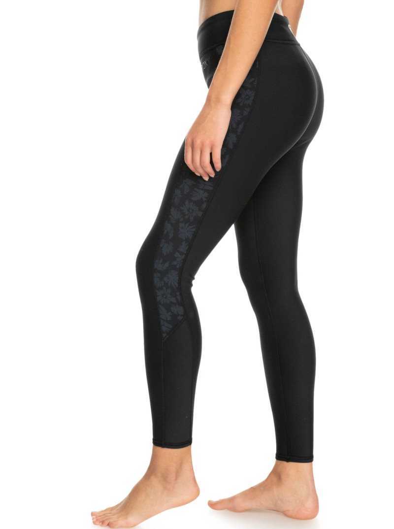 Black Roxy 1mm Swell Series Neoprene Surf Leggings | BYWICG429