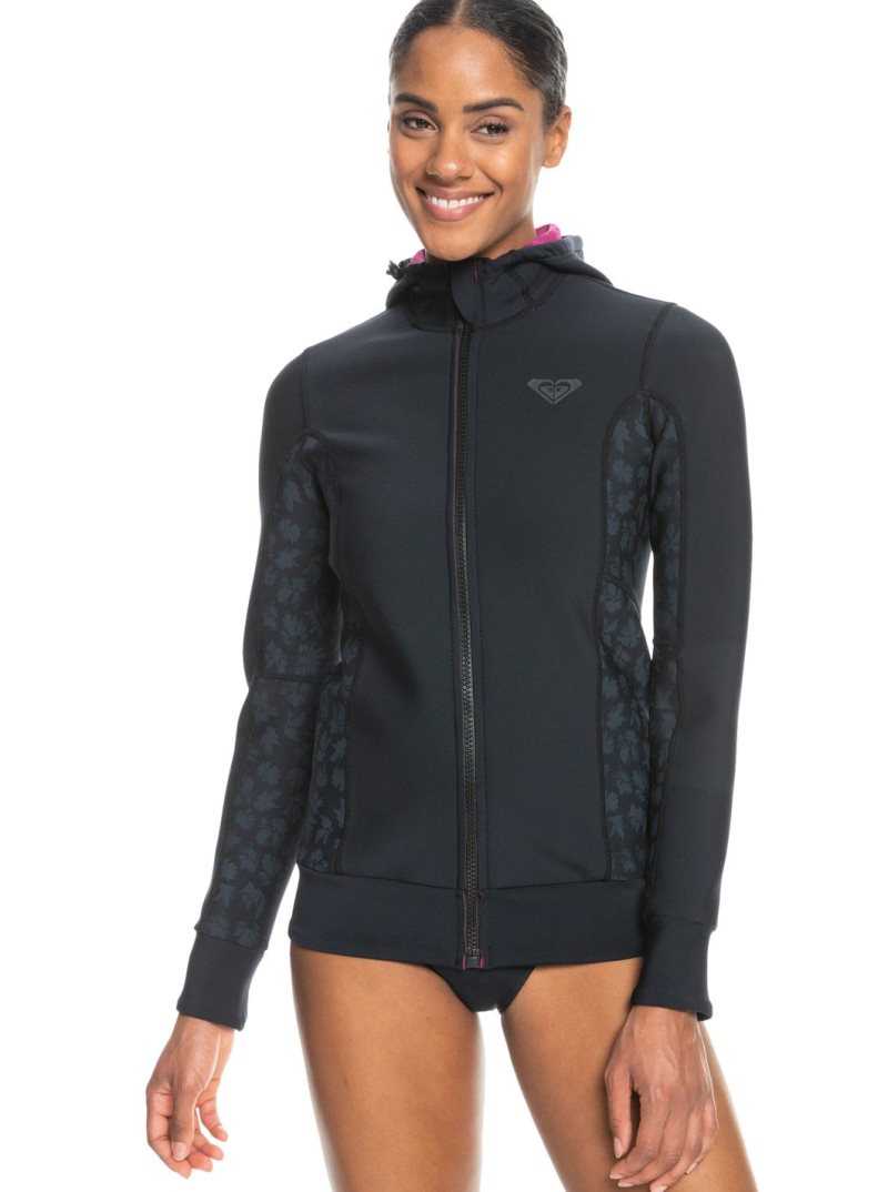 Black Roxy 1mm Swell Series Wetsuit Jacket | JBPXEU469